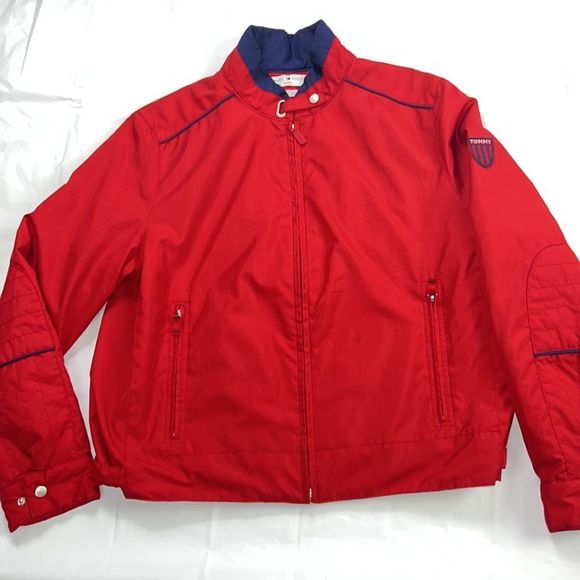 Tommy Hilfiger men’s red members style jacket size Lg - Picture 1 of 7